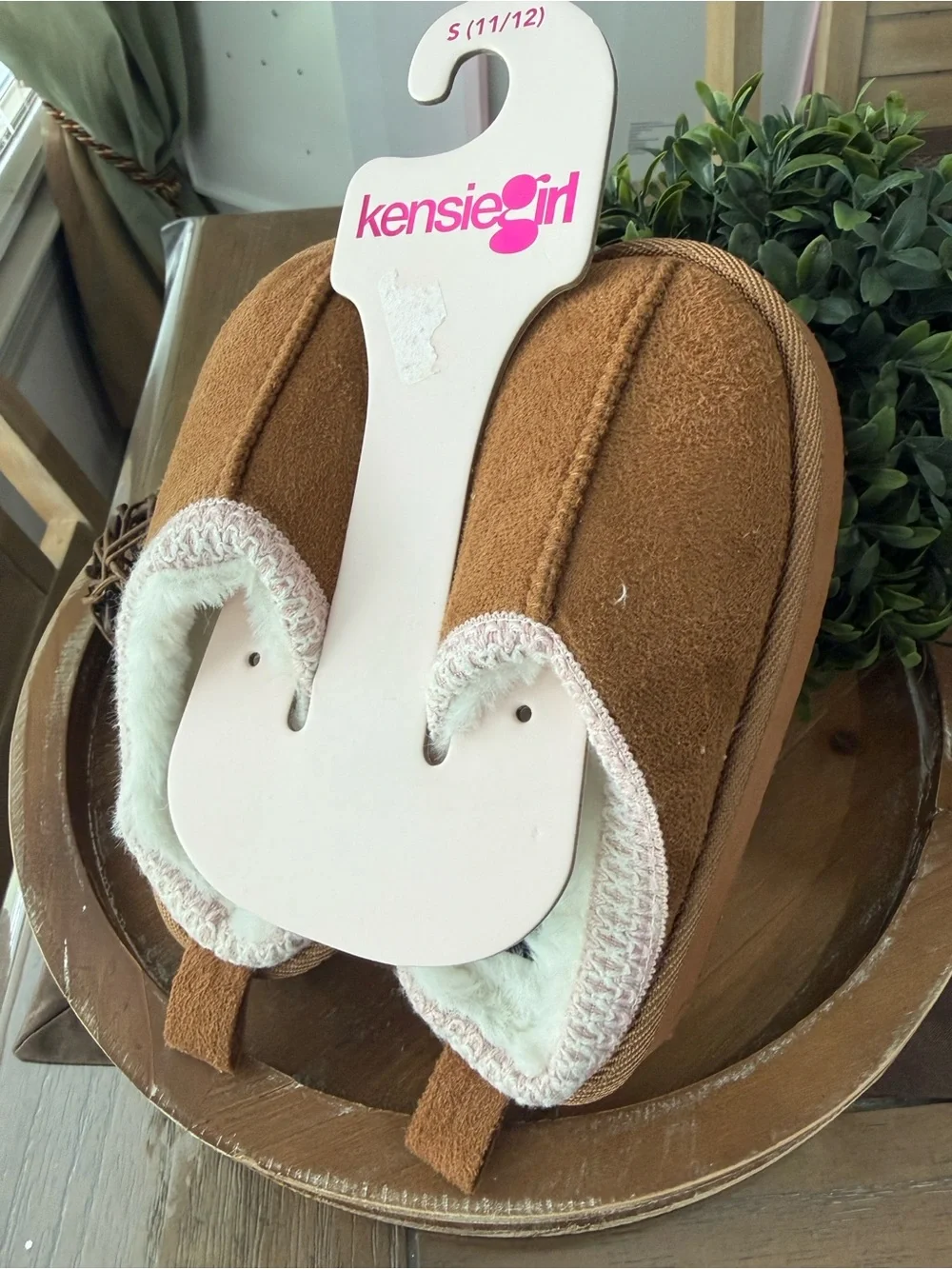 kensie girl Tan Suede-Look Baby Slip-On Booties
